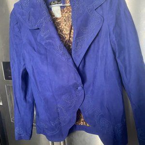 VINTAGE  ENZA  UNIQUE  SUEDE  EMBROIDERED JACKET MADE  IN  ITALY